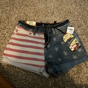 American flag jean shorts